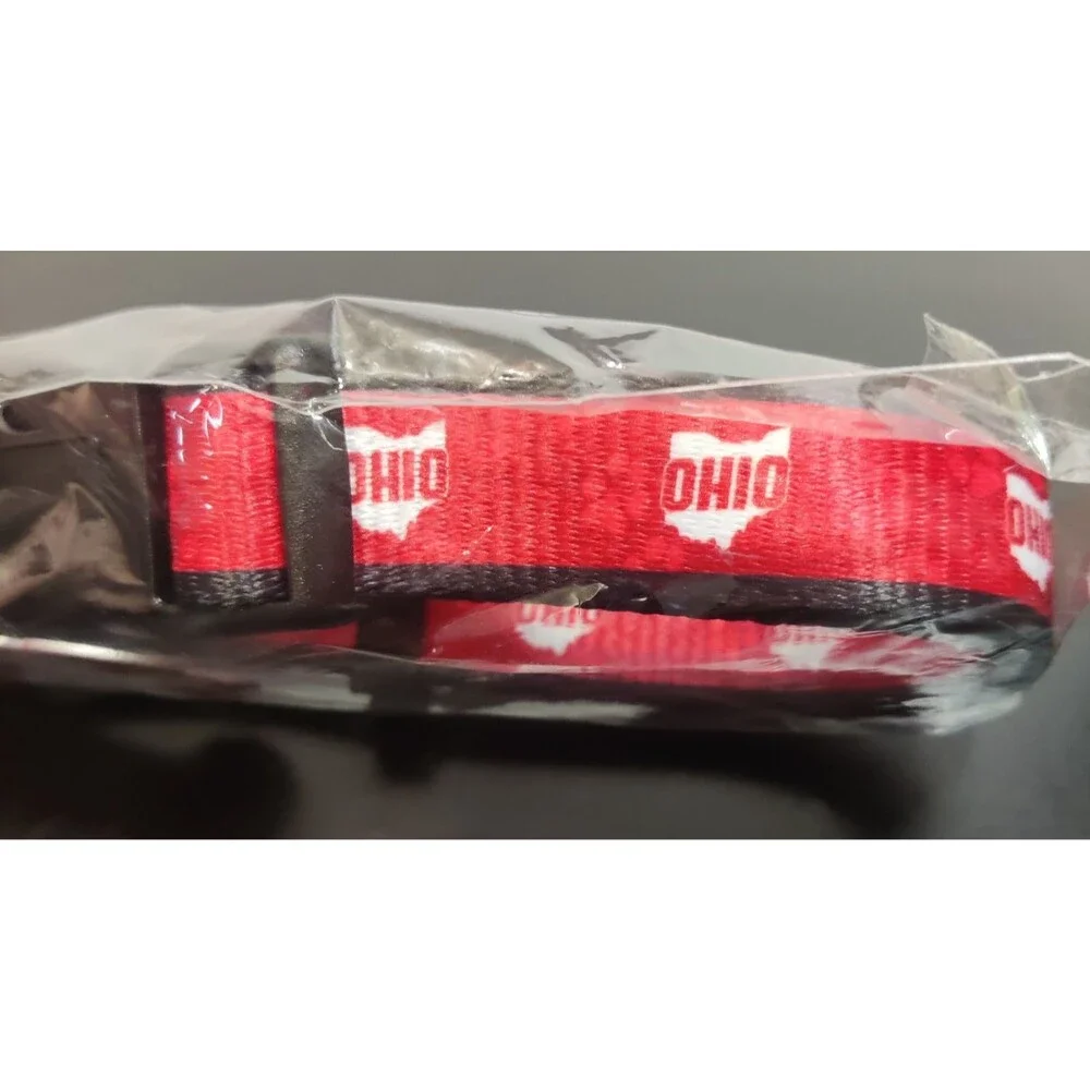 Ohio State University NCAA Buckeyes Pet Collar with Metal Tag Red Adjustable OS